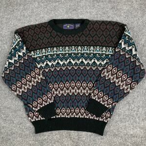 Apparel Workshop Sweater Mens Size L Fair Isle Knit Multicolor Vintage Style